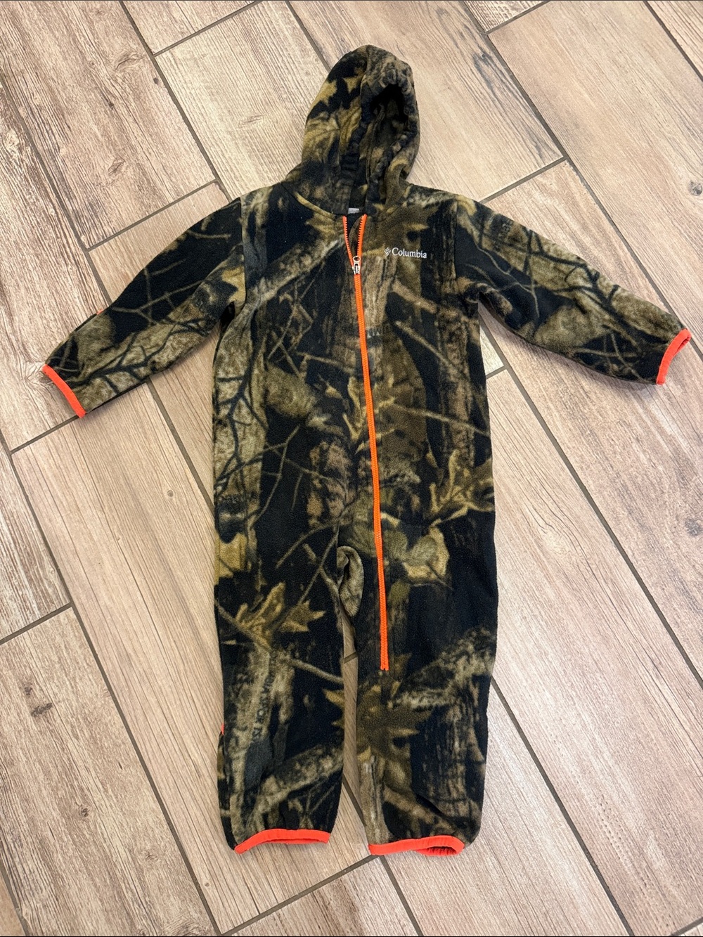 Columbia Olive Camo Fleece One-Piece with Orange Trim
